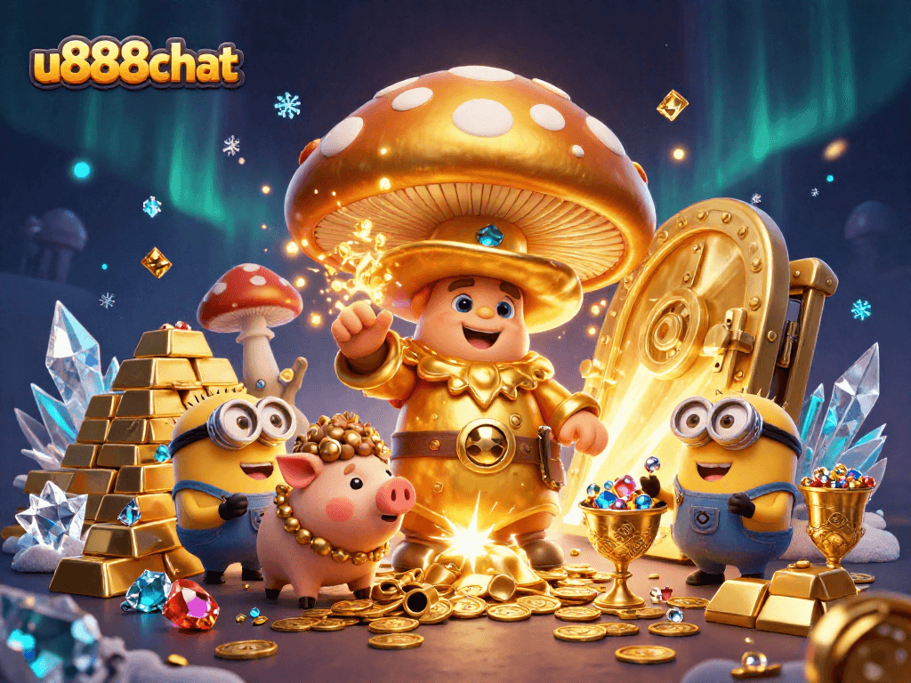 Experience winning strategies with u888chat in this vibrant treasure-filled casino scene.