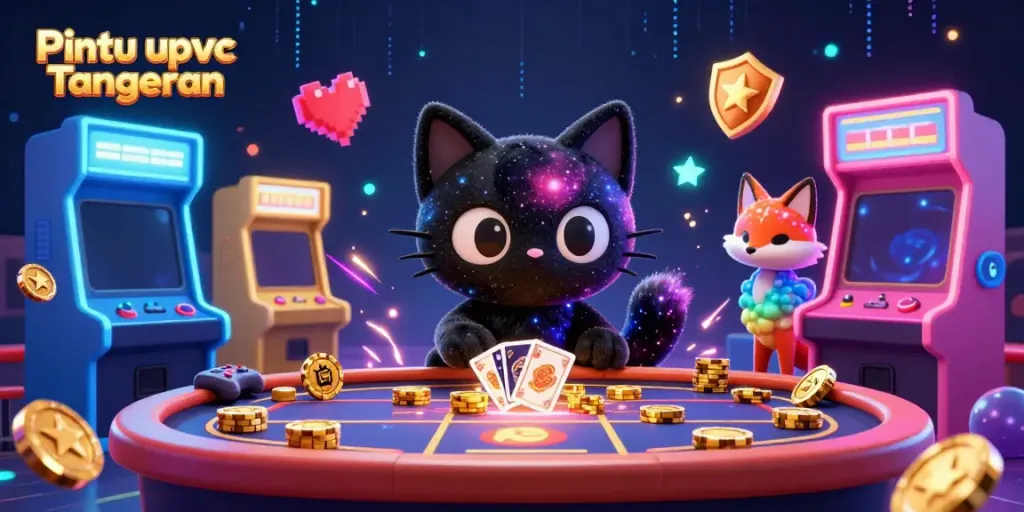 Experience the magic of Pintu upvc Tangerang at a cosmic casino with vibrant characters and interactive components.
