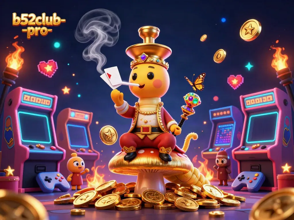 Experience the thrilling gaming atmosphere of b52club-pro with vibrant casino elements and animated characters.