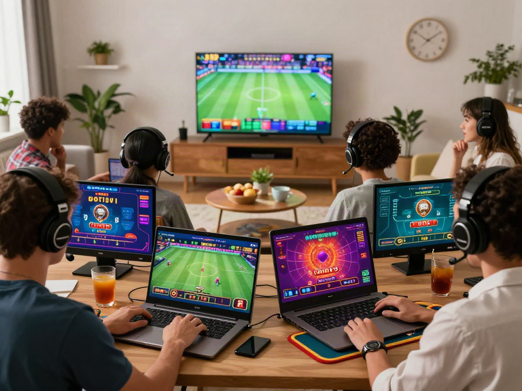 Engaging scene of diverse players in online casino and sports betting activities on the MAN88 platform.