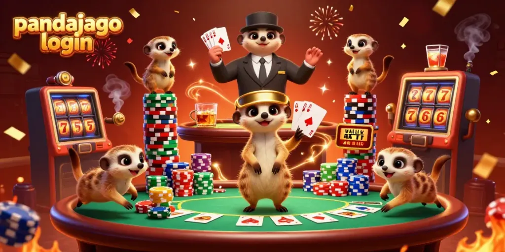 Aktivitas bermain di PANDAJAGO login penuh warna dengan karakter meerkat di kasino