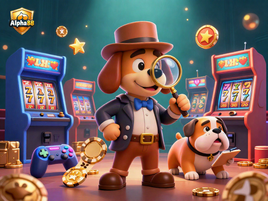Engage in thrilling gameplay at Alpha88, discovering secrets from poker chips and a detective scene.