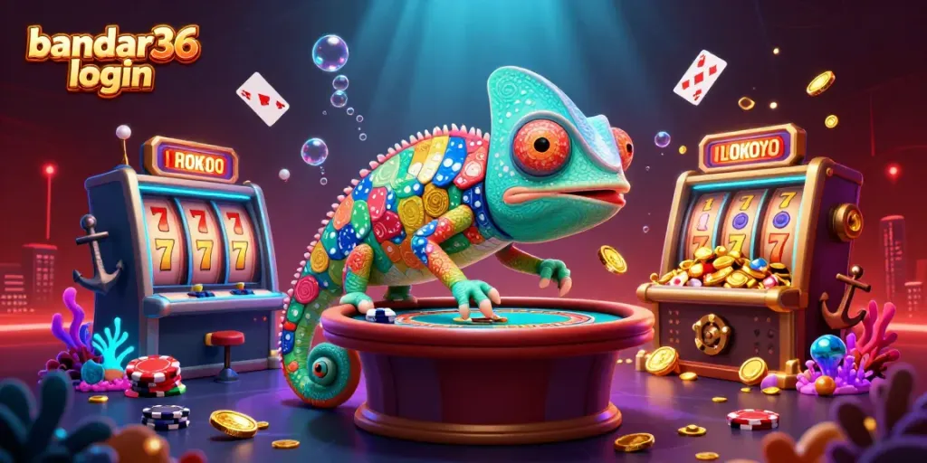 Permainan slot menarik di bandar36 login dengan chameleon sebagai pemilik kasino.