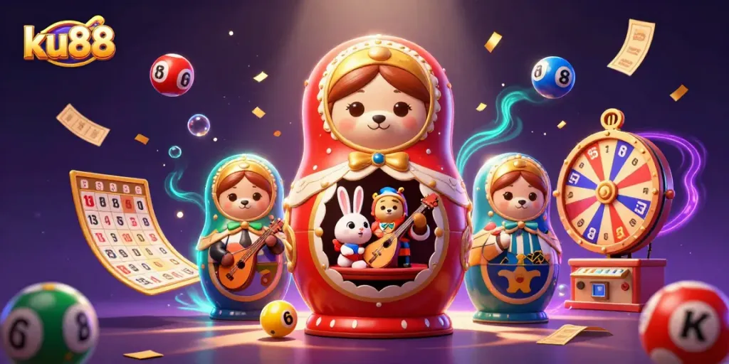 Engage in thrilling gaming experiences at ku88 with vibrant lottery balls and festive casino features.