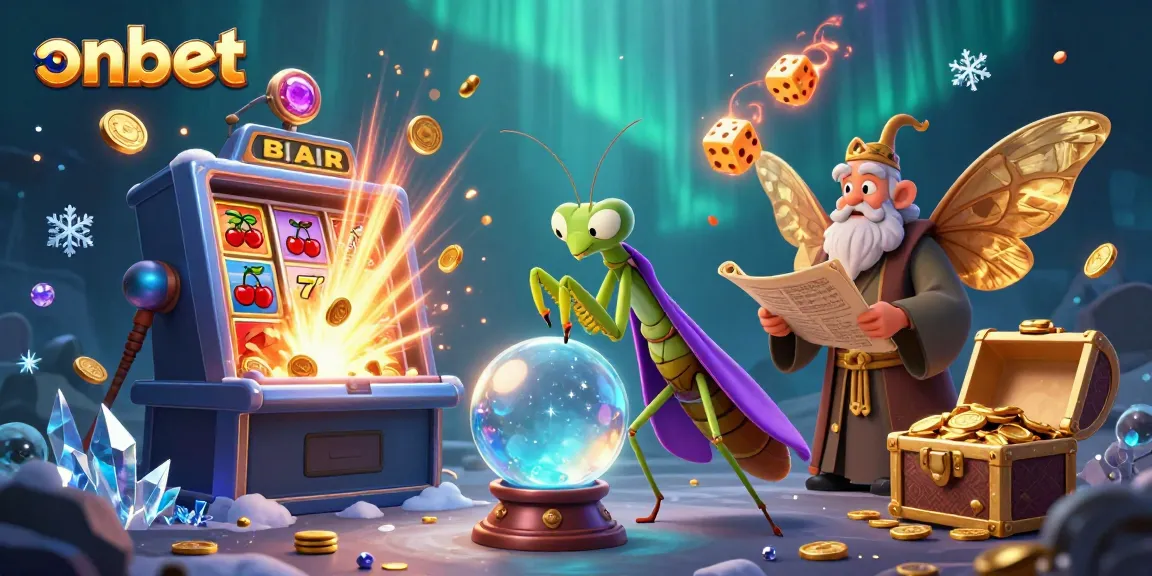 Engage with onbet's thrilling gambling scene featuring mystical characters and vibrant casino elements.