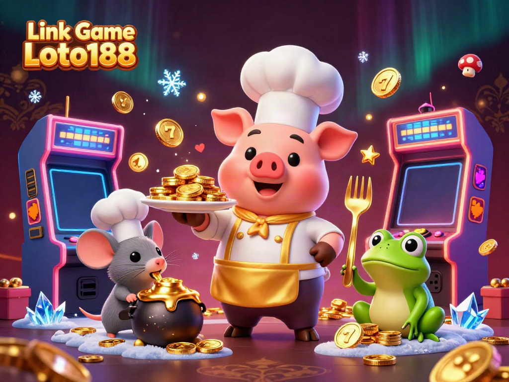 Engage with Link Game Loto188 for an immersive online casino experience featuring vibrant characters and slot elements.