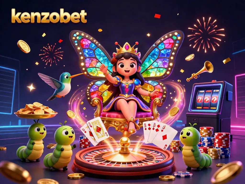 Experience the thrilling casino world with kenzobet, featuring vibrant characters and gaming elements.