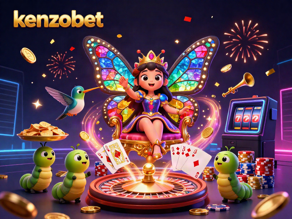Experience the thrilling casino world with kenzobet, featuring vibrant characters and gaming elements.