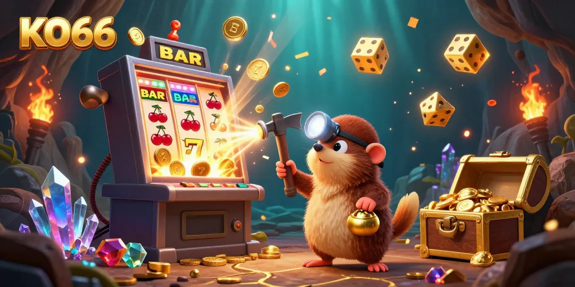 Experience the excitement of KO66 casino games with a vibrant treasure theme and dynamic 3D elements.