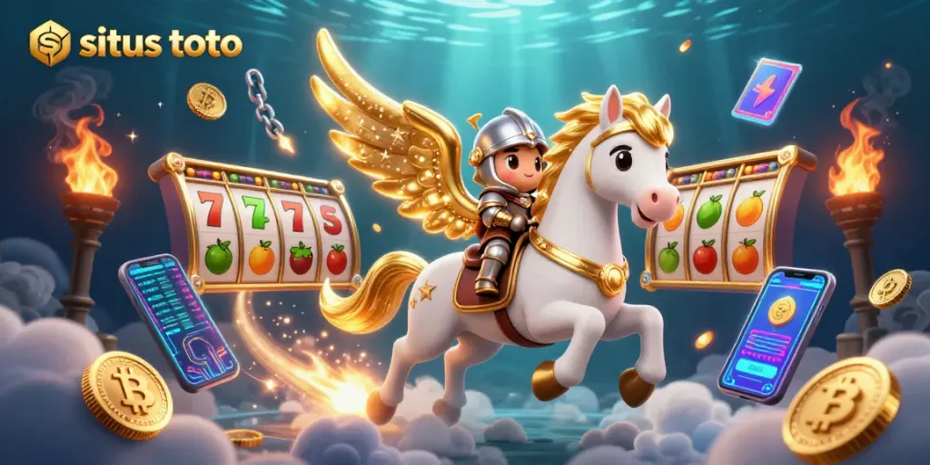 Bet on situs toto with vibrant slot game elements and enchanting knight scene.