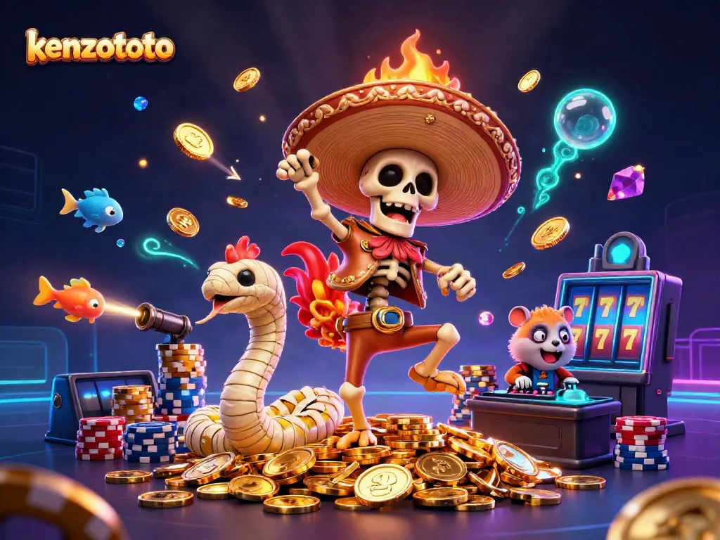 Kenzototo offers an exciting fish shooting game with vibrant underwater imagery, captivating players.