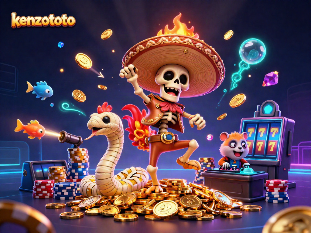 Kenzototo offers an exciting fish shooting game with vibrant underwater imagery, captivating players.