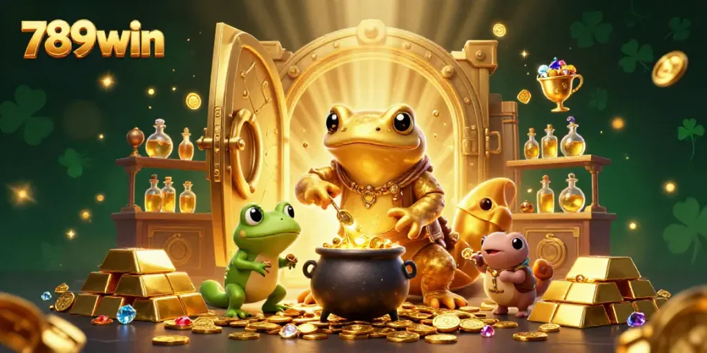 Experience the magic of 789win casino with captivating characters and treasure in a vibrant scene.