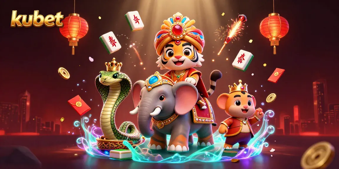 Engage with kubet's vibrant casino experience featuring a majestic maharaja tiger, jewel-encrusted elephant, and rich cultural elements.