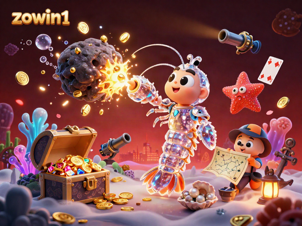 Experience the thrill of gaming with zowin1, featuring dynamic 3D characters in a vibrant casino-themed scene.