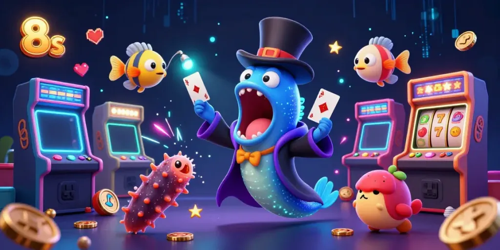 Experience thrilling 8s casino adventures with vibrant characters and bright gaming elements.