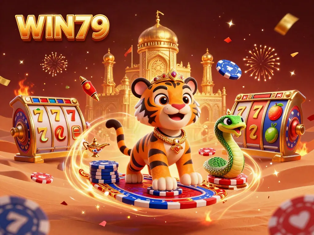 Experience the thrill with WIN79 at a vibrant casino featuring a sultan and magic elements.
