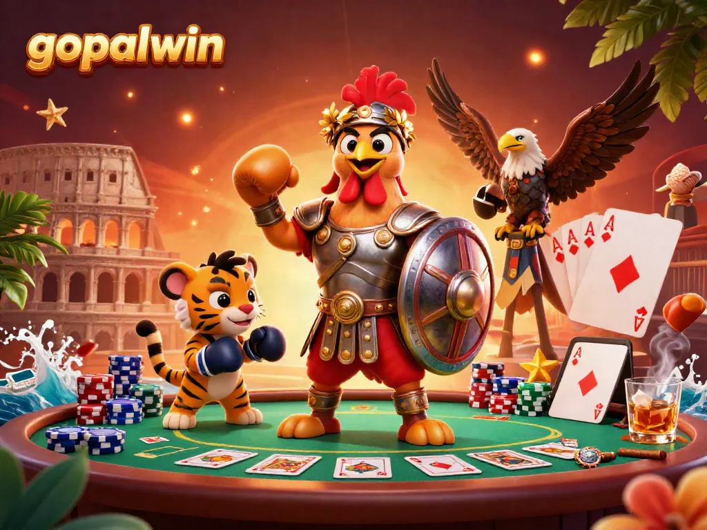 Experience thrilling actions in gopalwin's poker arena with gladiators and vibrant game elements.