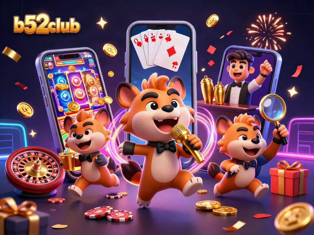 Experience the comedy and excitement at b52club with hyenas in a lively casino scene.