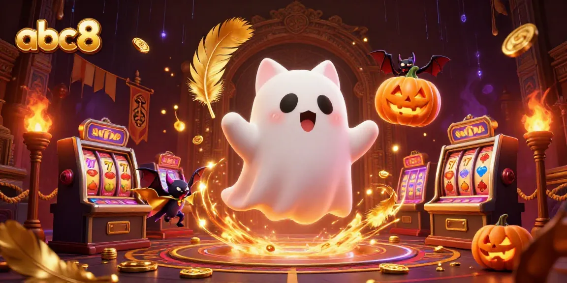 Experience thrilling slots action with the abc8 ghost cat and friends in a haunted casino.