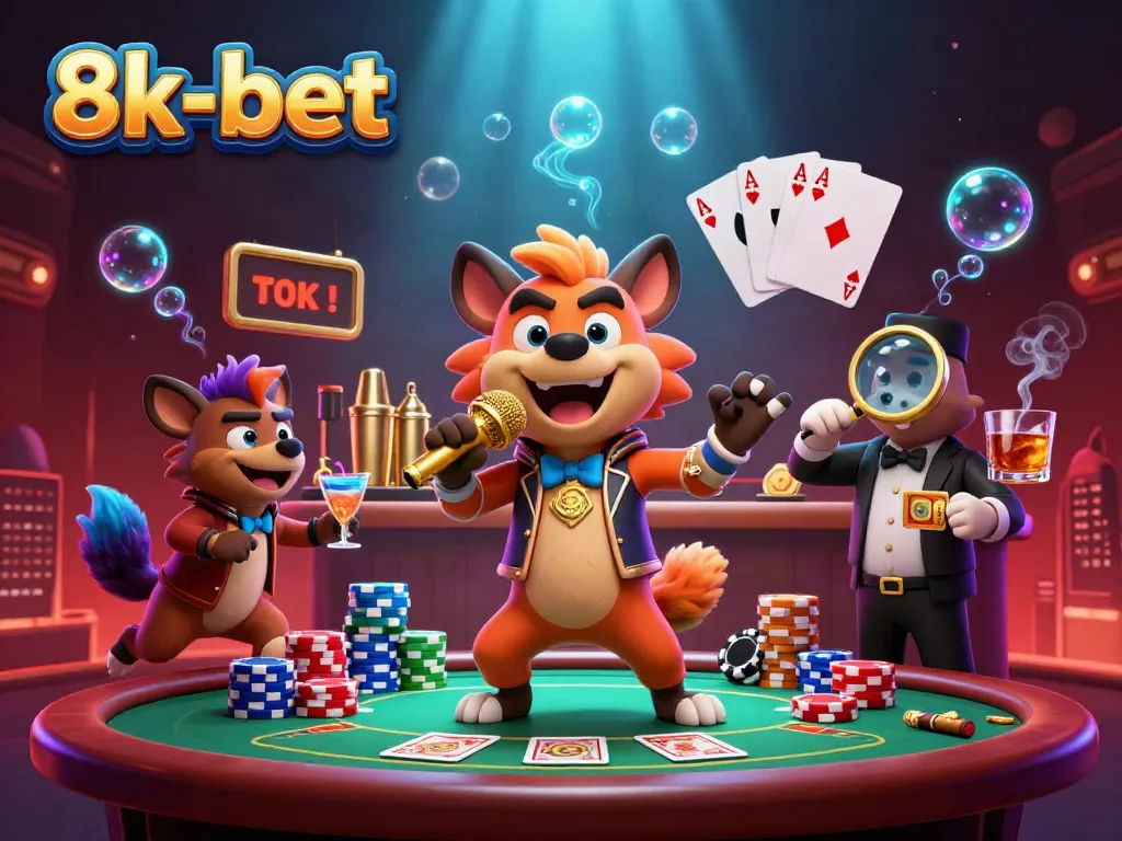 Experience the thrilling world of 8k-bet with a vibrant casino scene featuring animated hyenas and energetic gameplay.