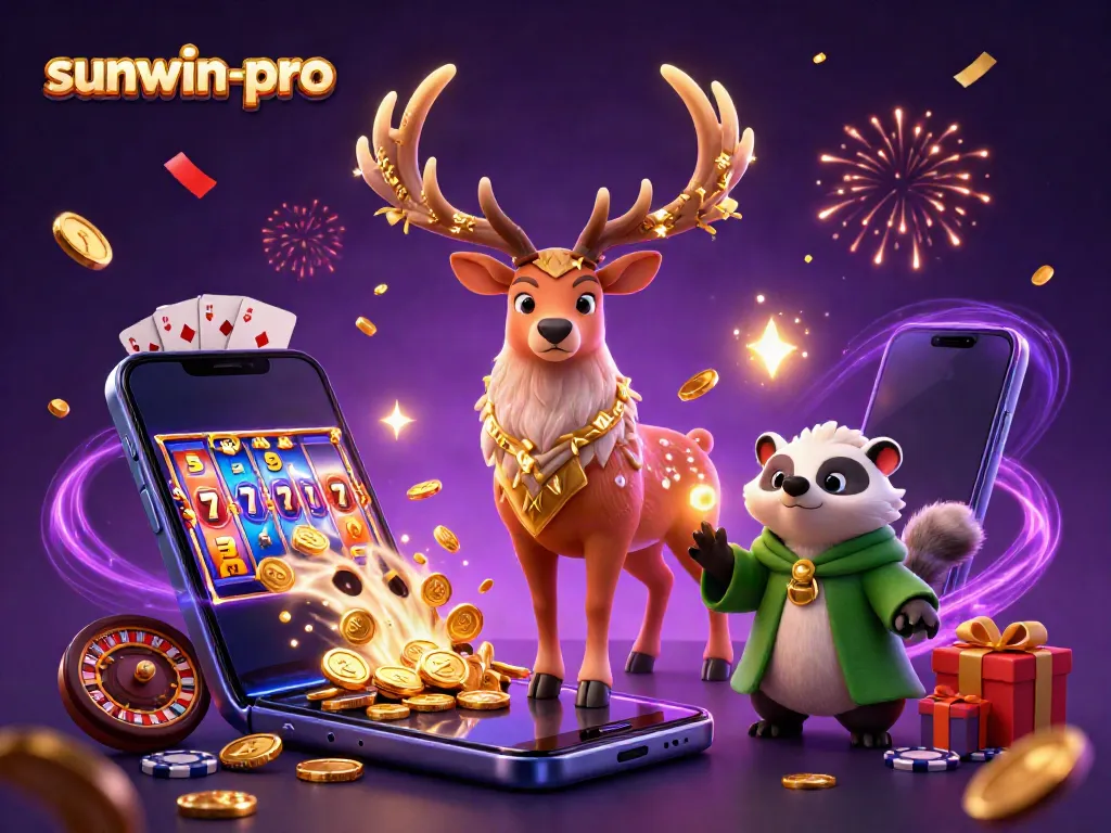 Engage with the excitement of sunwin-pro featuring a Celtic druid stag and badger amidst vibrant casino elements.