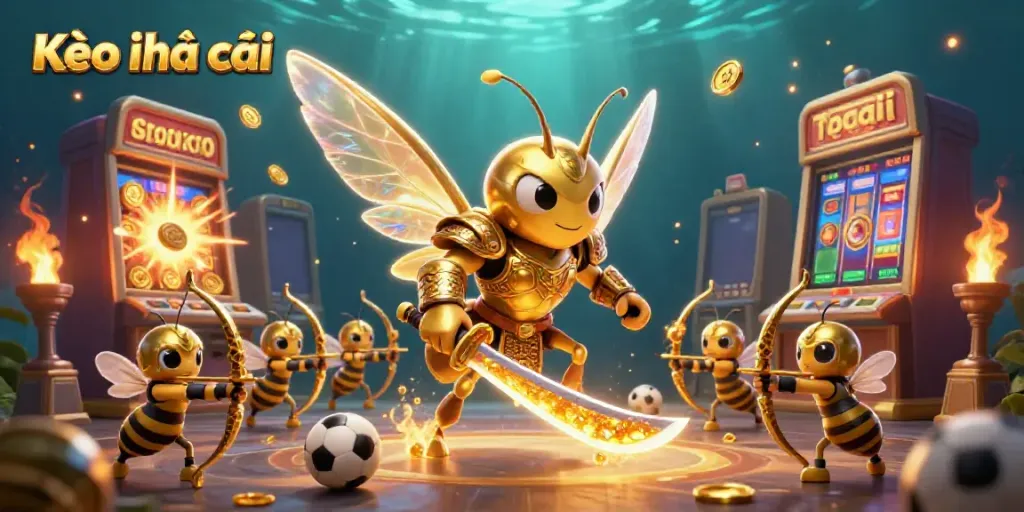Engage with Kèo nhà cái dynamic betting scene showcasing a sports-themed illustration with vibrant characters and immersive casino elements.