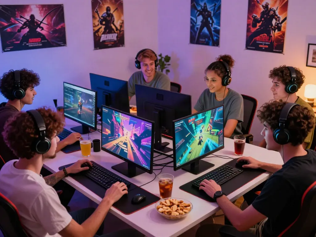 Friends enjoying various games at HITCLUB's engaging online platform.