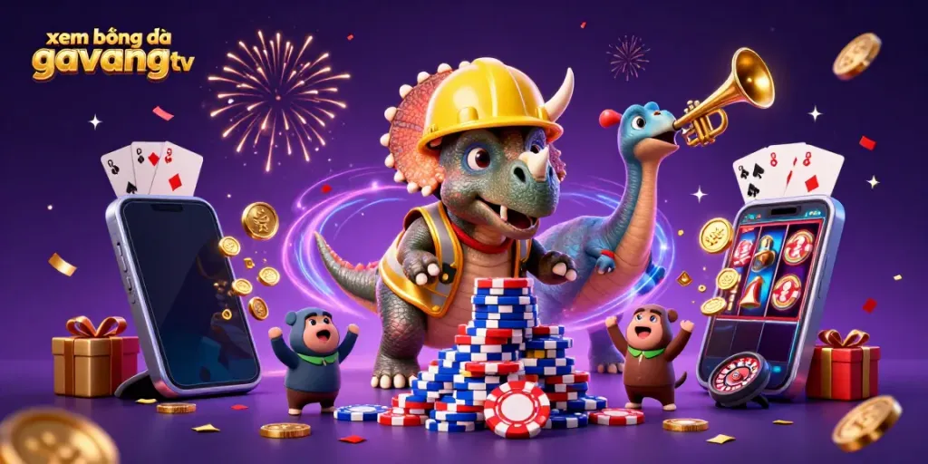 Experience xem bóng đá gavangtv with vibrant 3D characters, dynamic game elements, and celebratory effects.