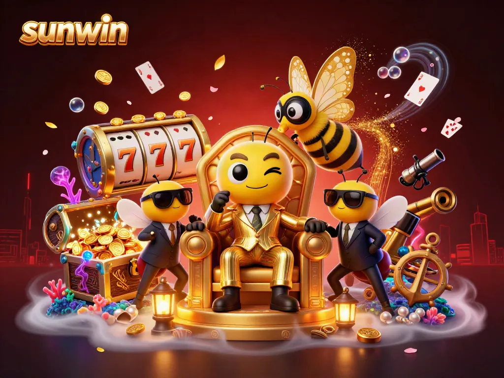 Experience the thrilling atmosphere of sunwin with vibrant gambling elements and a lively bumblebee mob boss