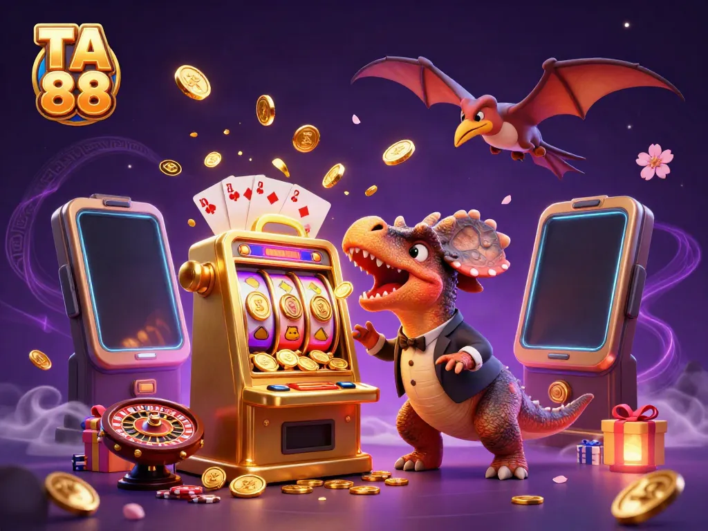Experience the excitement of TA 88 with a dynamic casino scene featuring animated creatures and jackpot celebrations.