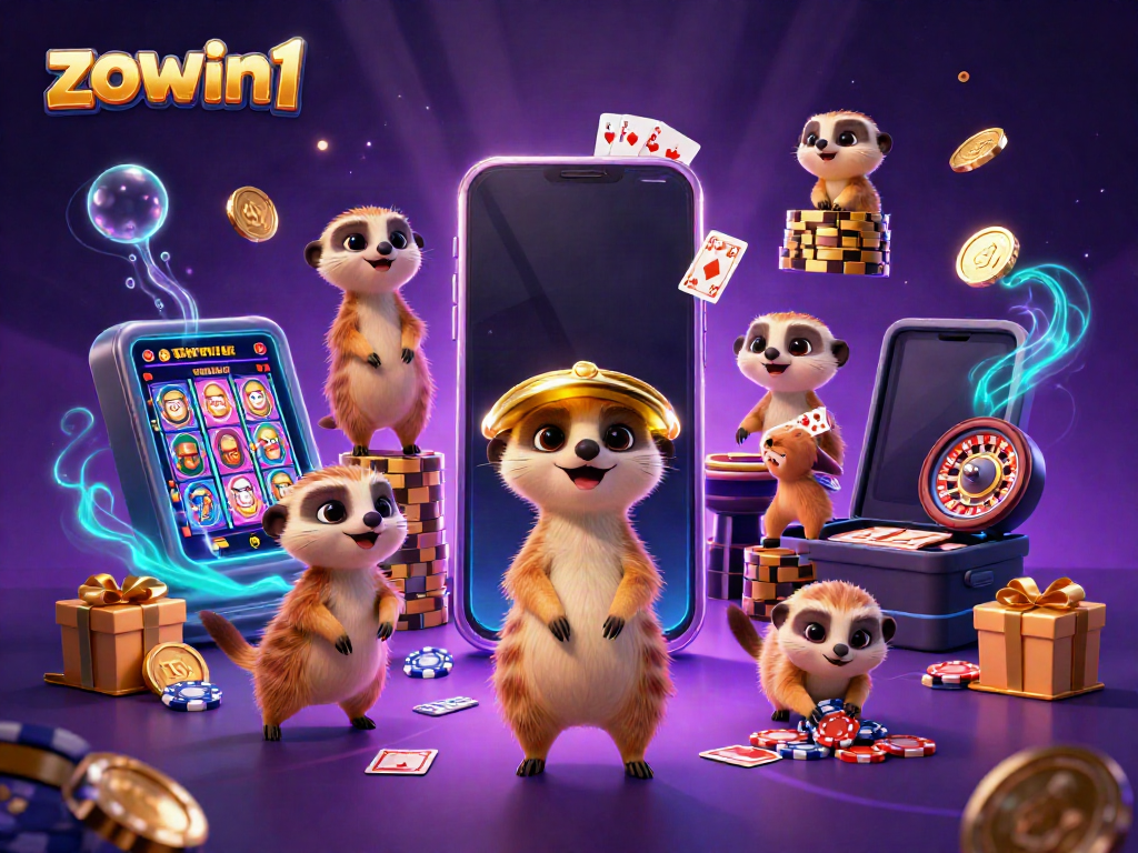 Experience the lively activity of meerkats managing the zowin1 casino operations with vibrant games and dynamic visuals.