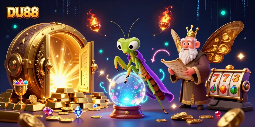 Experience fortune with DU88 in a colorful 3D casino scene filled with treasures!