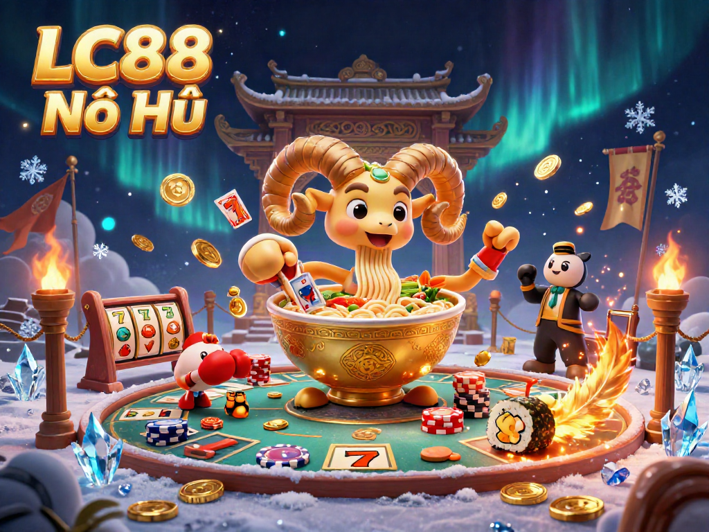 Experience the excitement of LC88 Nổ Hũ with vibrant characters and dynamic slot elements in an engaging 3D scene.