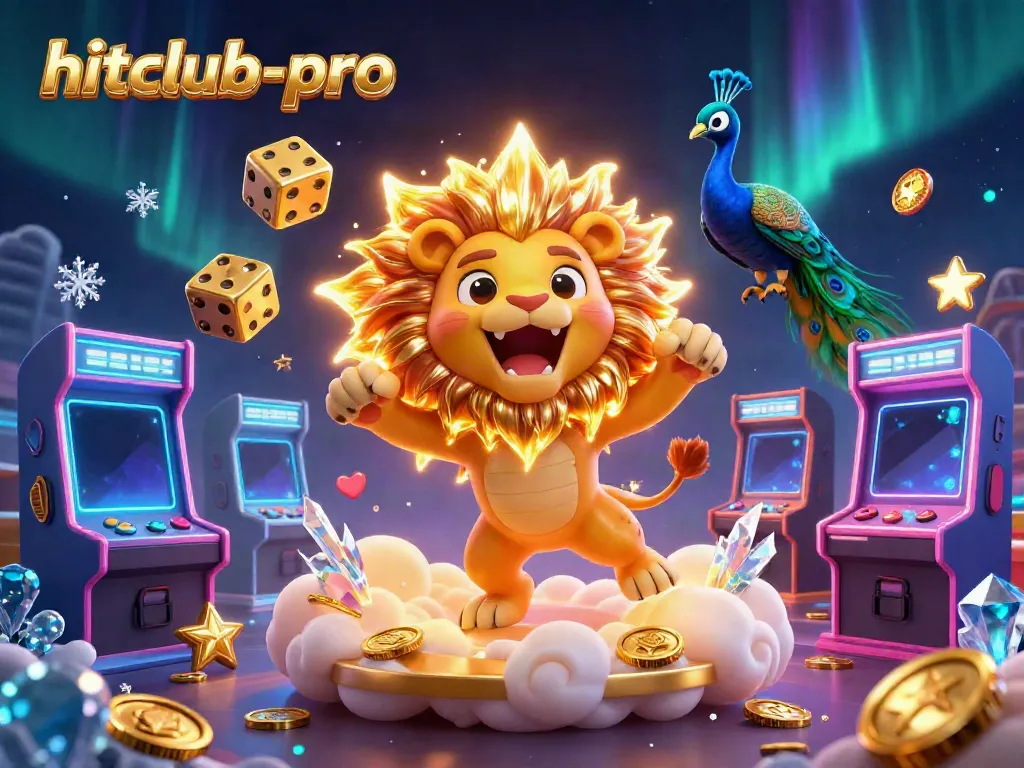 Experience thrilling games with hitclub-pro in this vibrant 3D casino illustration full of action.