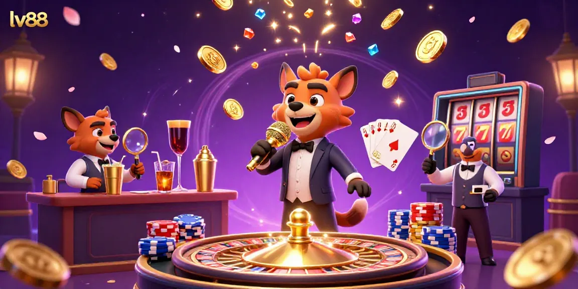Experience excitement at lv88 with a lively 3D casino scene featuring hyenas in a comedy club.