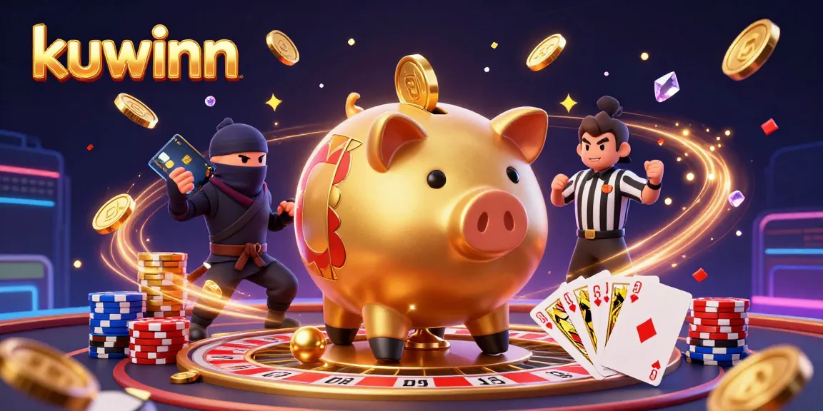 Experience the thrilling energy of kuwinn's dynamic gambling scene with iconic gaming elements.