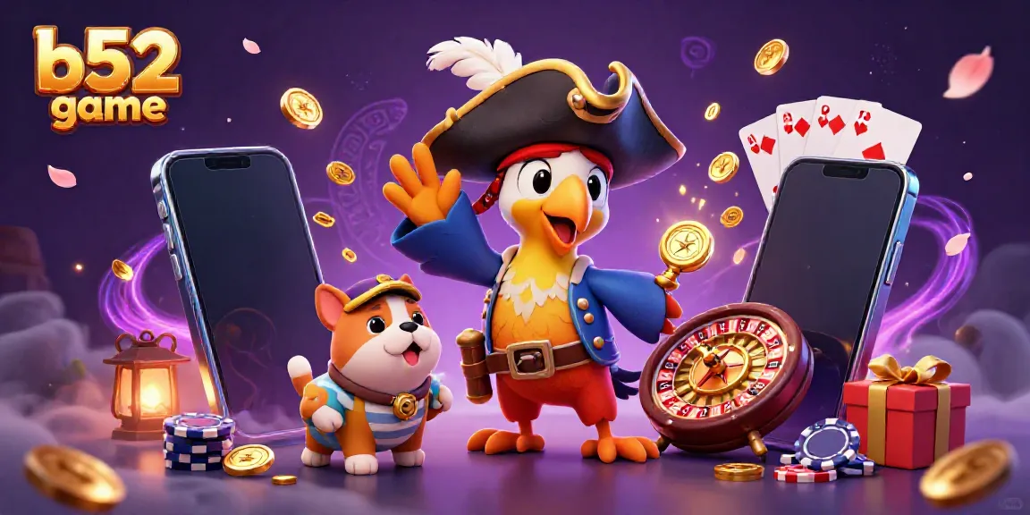 B52 game pirates engage in vibrant slot action with golden coins and colorful game elements